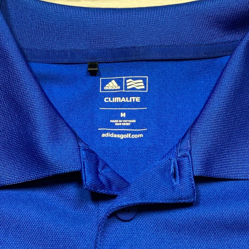 2 Adidas Men's ClimaLite‎ Three Stripe Polo Golf Shirts Blue Size Medium
